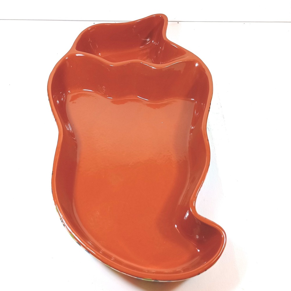 Boston Warehouse Chili Pepper Divided Serving Dish Orange Multi Good Southwest